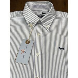 NWT HARMONT & BLAINE Cotton Shirt Gray Striped REGULAR Fit Sz Medium